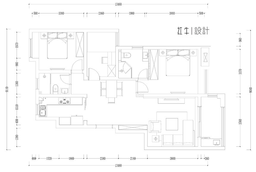 水（shuǐ）印860x580_餘瑋_南京市浦口區融僑觀（guān）邸106㎡現代風（fēng）格裝修_平麵圖