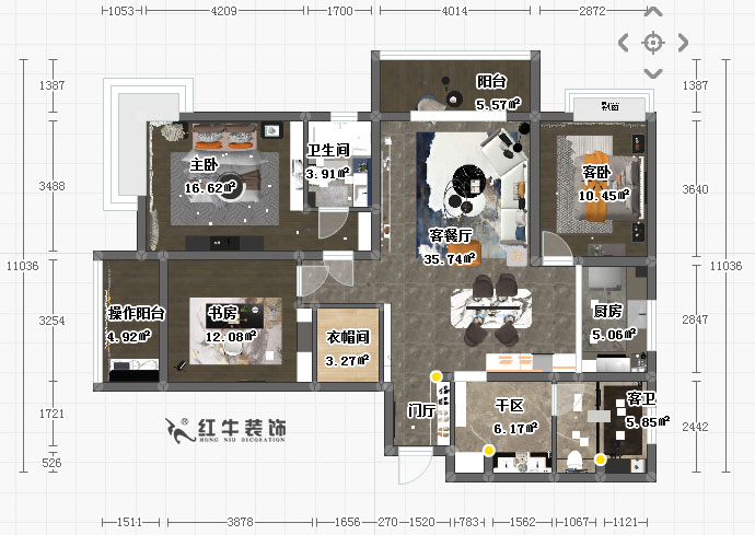 顧娟_鳳凰和熙二期2-1606-137㎡-簡約北歐風格_彩（cǎi）平麵