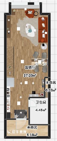 吳波_明發銀河城1-407-40㎡挑高-現代（dài）風格00彩平圖