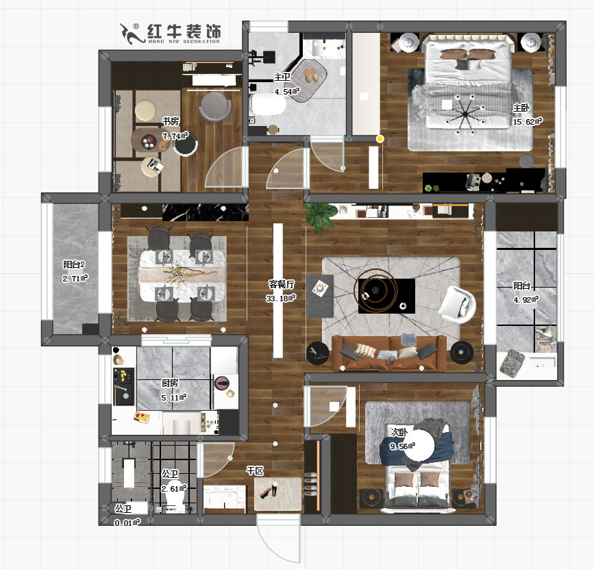 張桐瑋（wěi）_保利國際社區2期5-2703-115㎡-現代簡約風（fēng）格00彩平圖