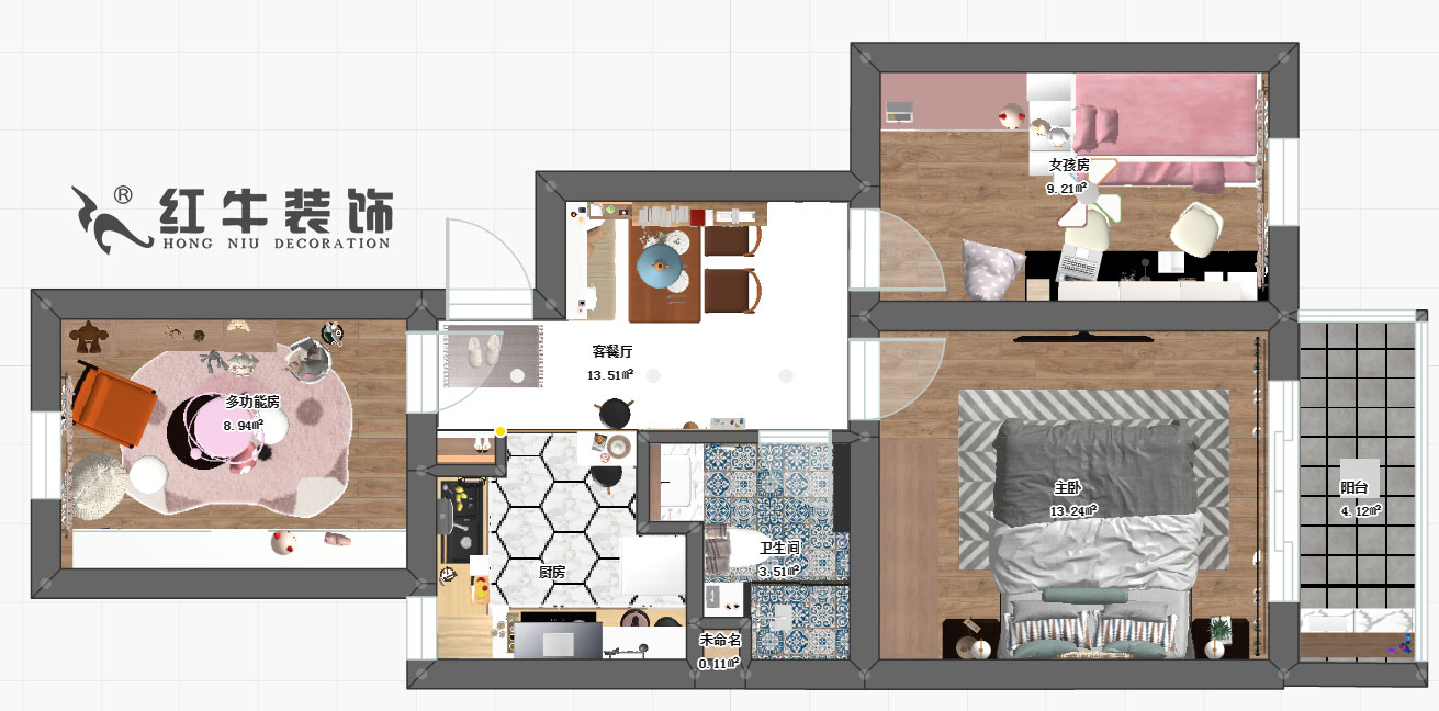 蔣琛_銀城花園147-302-70㎡-混搭風格00彩平圖