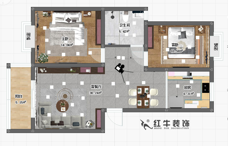 房亮_天潤城6街區6-106-89㎡-簡（jiǎn）約風格_2室2廳1衛_定製家￥11