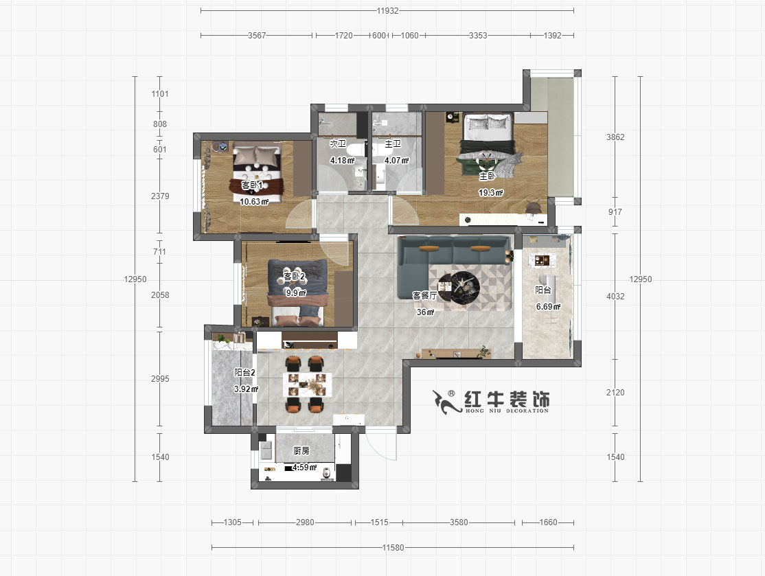 朱明（míng）琪（qí）_恒大（dà）雅苑24-1-603-130㎡-現代風格00彩平圖