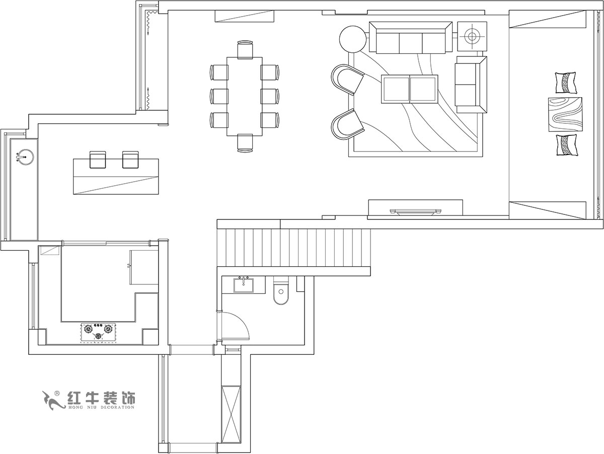 【實景案例】餘瑋_棲園-200㎡-輕奢風格_4室3廳3衛（新房（fáng）裝（zhuāng）修）_全包35萬00_02一樓是日（rì）常休閑（xián）的活動區（qū）域