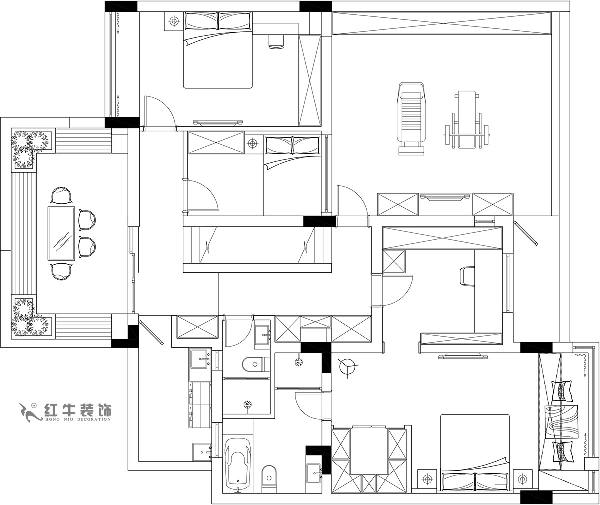 【實（shí）景案例】餘瑋_棲園-200㎡-輕奢風格_4室3廳3衛（新房裝修）_全包35萬00_04二樓作為休息區和工作區（qū）