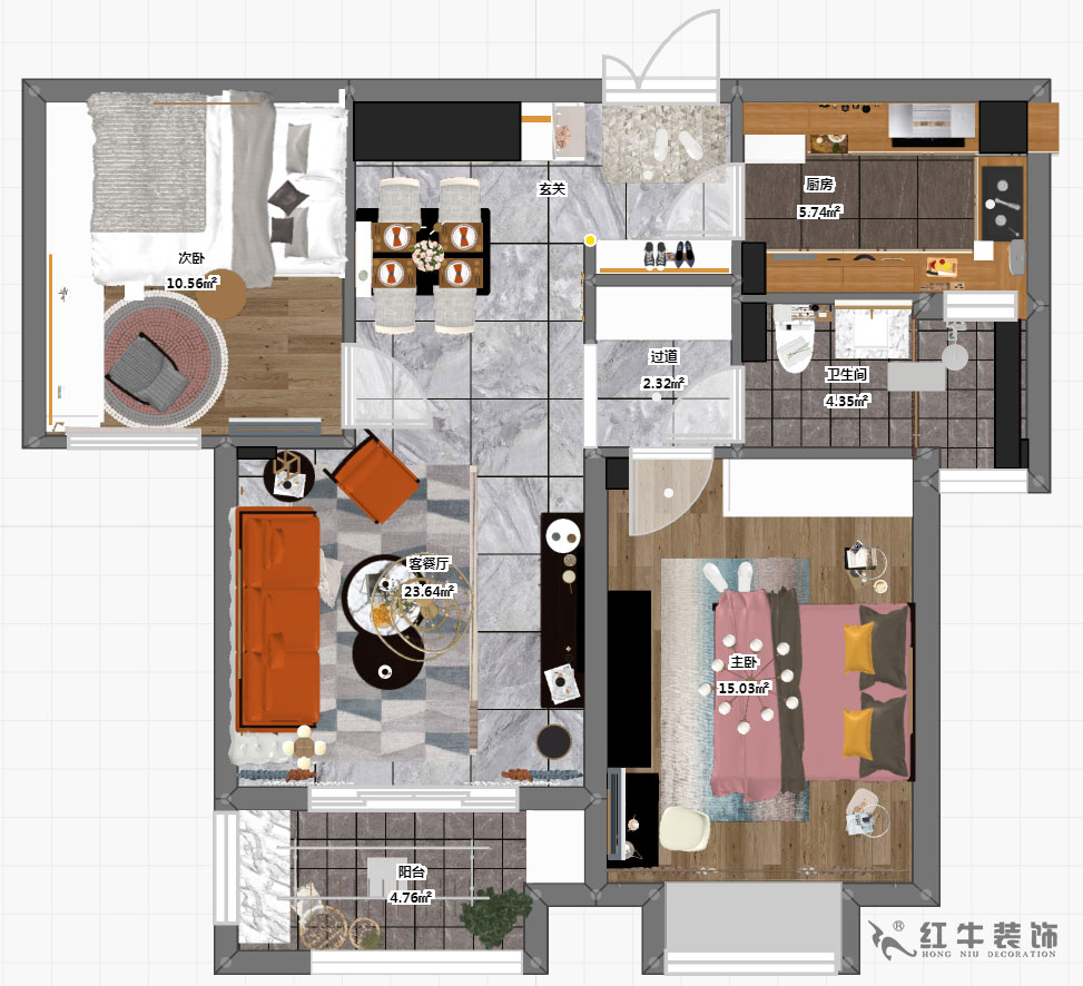 劉萍萍_旭（xù）日愛上城5區3-2405-90㎡-輕奢風格_2室2廳1衛（老房裝修）_定製家￥124010_全包12