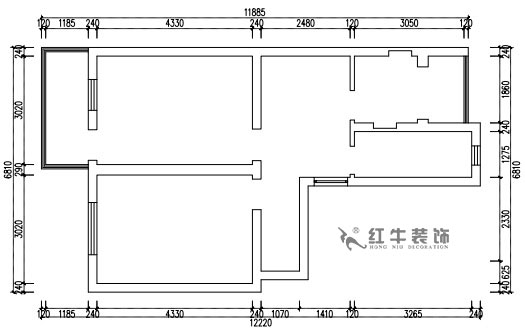 張桐瑋_武定新（xīn）村41-402-60㎡-簡歐風格_2室1廳1衛（老房裝修（xiū））_定製家￥83500_全包10萬00_01原始結構圖