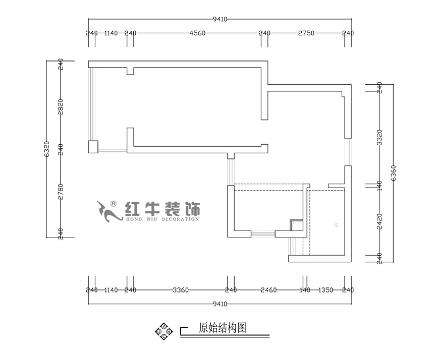 張智猿_銀龍（lóng）四期11棟2-706-42㎡-現代簡約風格_1室1廳（tīng）1衛（老房裝修）_定製家￥79453_全包（bāo）8萬00_01原始結構圖