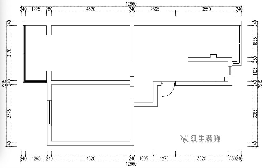 張桐瑋｜天津新村25-304-64㎡-現代簡（jiǎn）美風格｜2室1廳（tīng）1衛｜老房裝修｜定製家￥71800｜全包10萬｜00_01原始結構圖