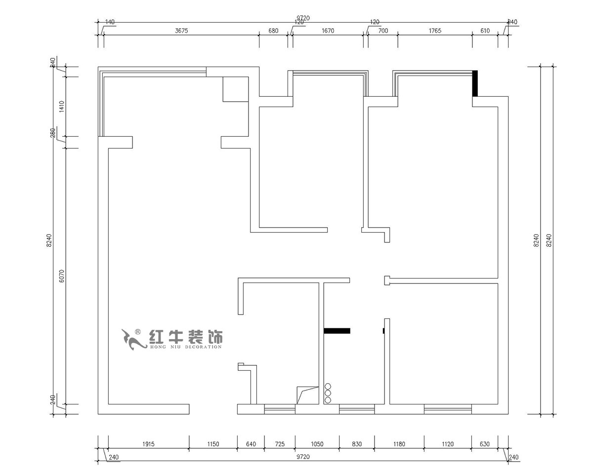 朱明琪｜仙林國際J-1802-95㎡-現代簡約風格（gé）｜3室2廳1衛｜新房裝修｜成品家￥131929｜全包13萬｜00_01原始結構圖