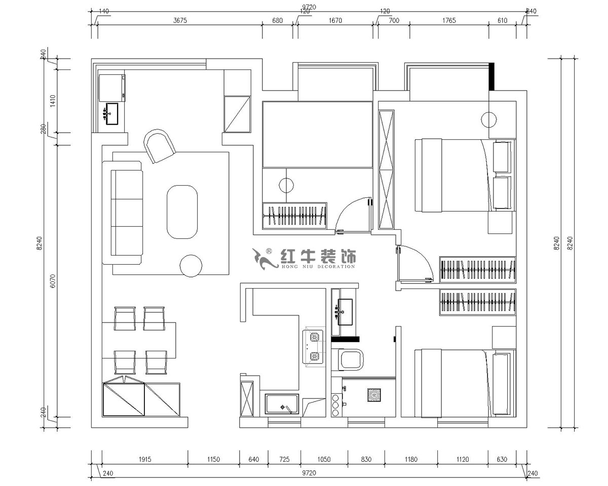 朱明琪｜仙林國際J-1802-95㎡-現代簡（jiǎn）約風格｜3室2廳1衛｜新房裝修（xiū）｜成品（pǐn）家￥131929｜全包13萬｜00_02平麵布置（zhì）圖