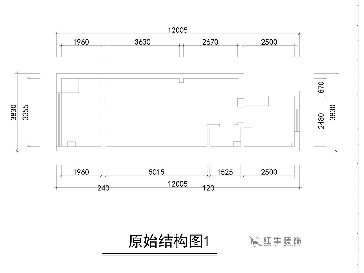 朱彥｜萬科金色裏程8-706-70㎡-簡歐風格｜複式35+35㎡｜2室2廳1衛｜定製家￥120000｜全包12萬｜00_01原始結構圖1