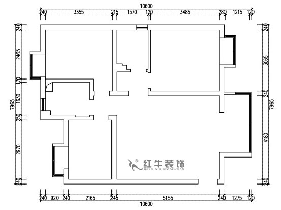 張桐瑋｜江雁依山郡23-901-76㎡-現（xiàn）代簡約風格｜3室（shì）1廳1衛｜舊房改造｜定製家￥93180｜全包10萬｜00_01原始結構圖