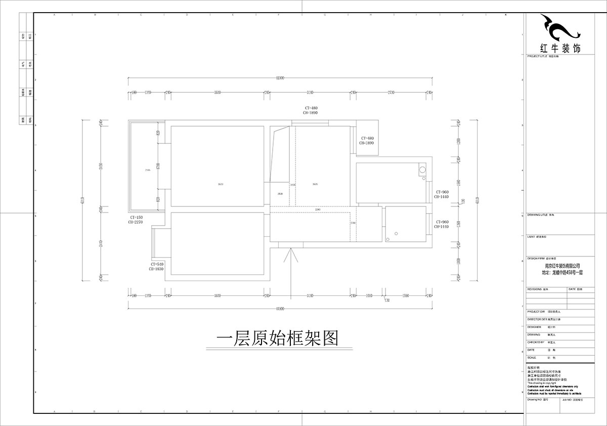 孟憲濤｜堯順佳園2期60-606-72㎡-簡約風格｜3室1廳1衛｜新房裝修｜定製家｜全包11萬｜00_01一層原始框架圖