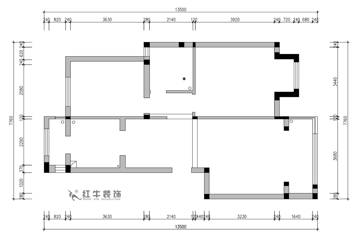 朱明琪｜遠拓橡樹城12-3-505-85㎡-現（xiàn）代簡約風格｜3室2廳1衛｜新（xīn）房裝修｜定製家￥120106｜全包12萬｜00_01原始平（píng）麵圖