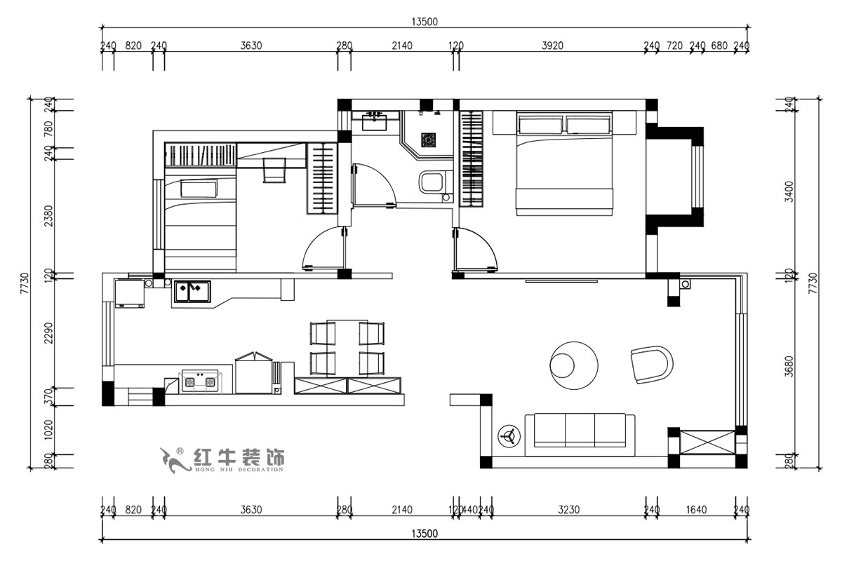 朱（zhū）明琪｜遠拓橡（xiàng）樹城12-3-505-85㎡-現代簡約風格｜3室2廳1衛｜新房（fáng）裝修｜定製家￥120106｜全包12萬｜00_02平麵（miàn）方（fāng）案圖