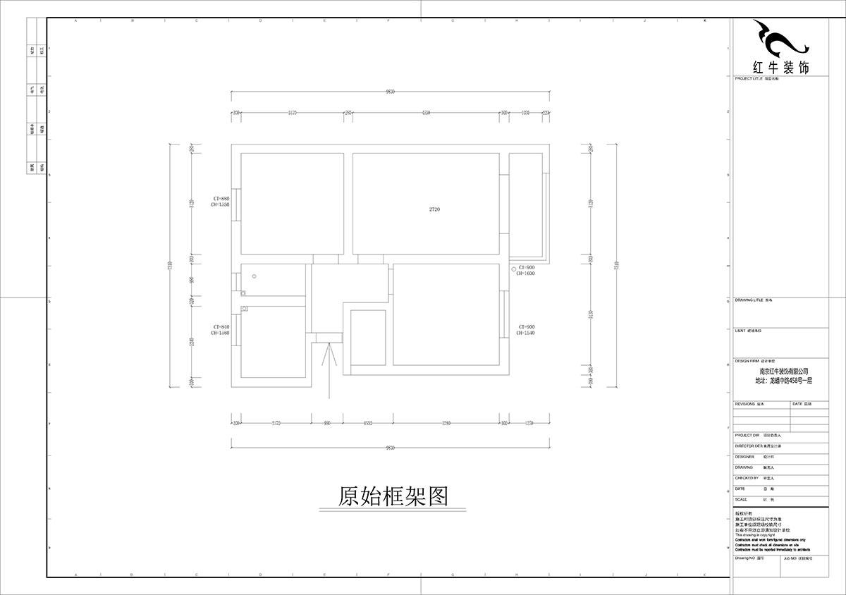 孟憲（xiàn）濤｜峨嵋嶺12號5-403-64㎡-現代（dài）簡約（yuē）風格｜3室1廳1衛｜新房裝修｜定製家￥88600｜全包10萬（wàn）｜00_01原始框架圖