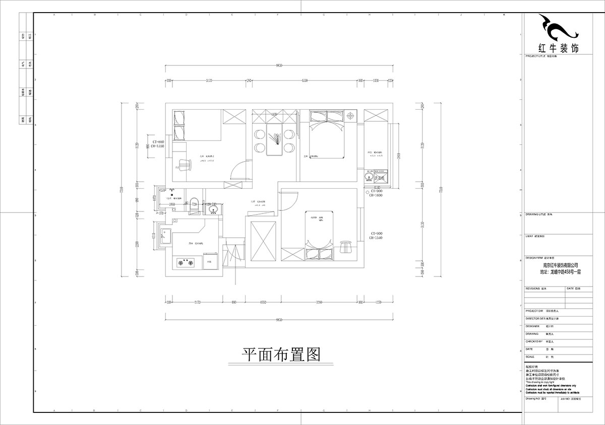 孟憲濤（tāo）｜峨嵋嶺12號5-403-64㎡-現代簡約風格｜3室1廳1衛｜新房裝修｜定製家￥88600｜全包10萬｜00_02平麵布置圖