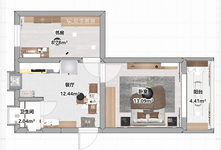 劉曉芳｜隨園10號2-501-51㎡-現代簡約風格｜2室1廳1衛（wèi）｜老房裝（zhuāng）修｜定製家￥86990｜全（quán）包8