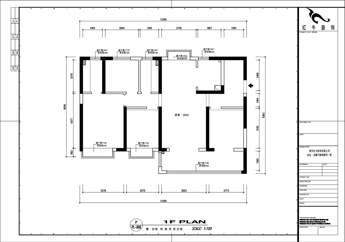 魏（wèi）明花｜睿創新築3期C2-2204-132㎡-現代簡約風格｜4室2廳2衛｜毛（máo）坯房裝修｜定製家｜全包23萬｜00_01建築原況圖（tú）