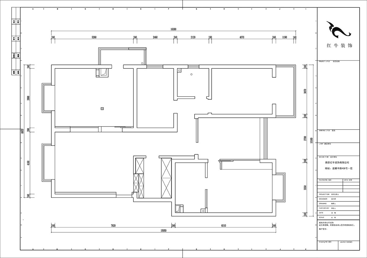 陸利民｜東郊美樹苑2-901-150㎡-現代簡約風格（gé）｜4室2廳2衛（wèi）｜舊房裝修｜定製家｜全包21萬（wàn）｜00_01原始（shǐ）結（jié）構圖