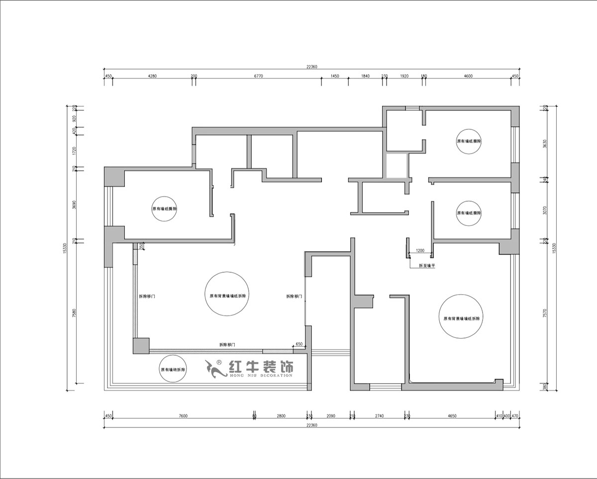 【實景案例】朱明琪｜天鵝（é）堡花園-280㎡-現代輕奢風格｜3室2廳2衛｜精裝修改造（zào）｜改造家｜全包（bāo）30萬｜00_01原始結構圖