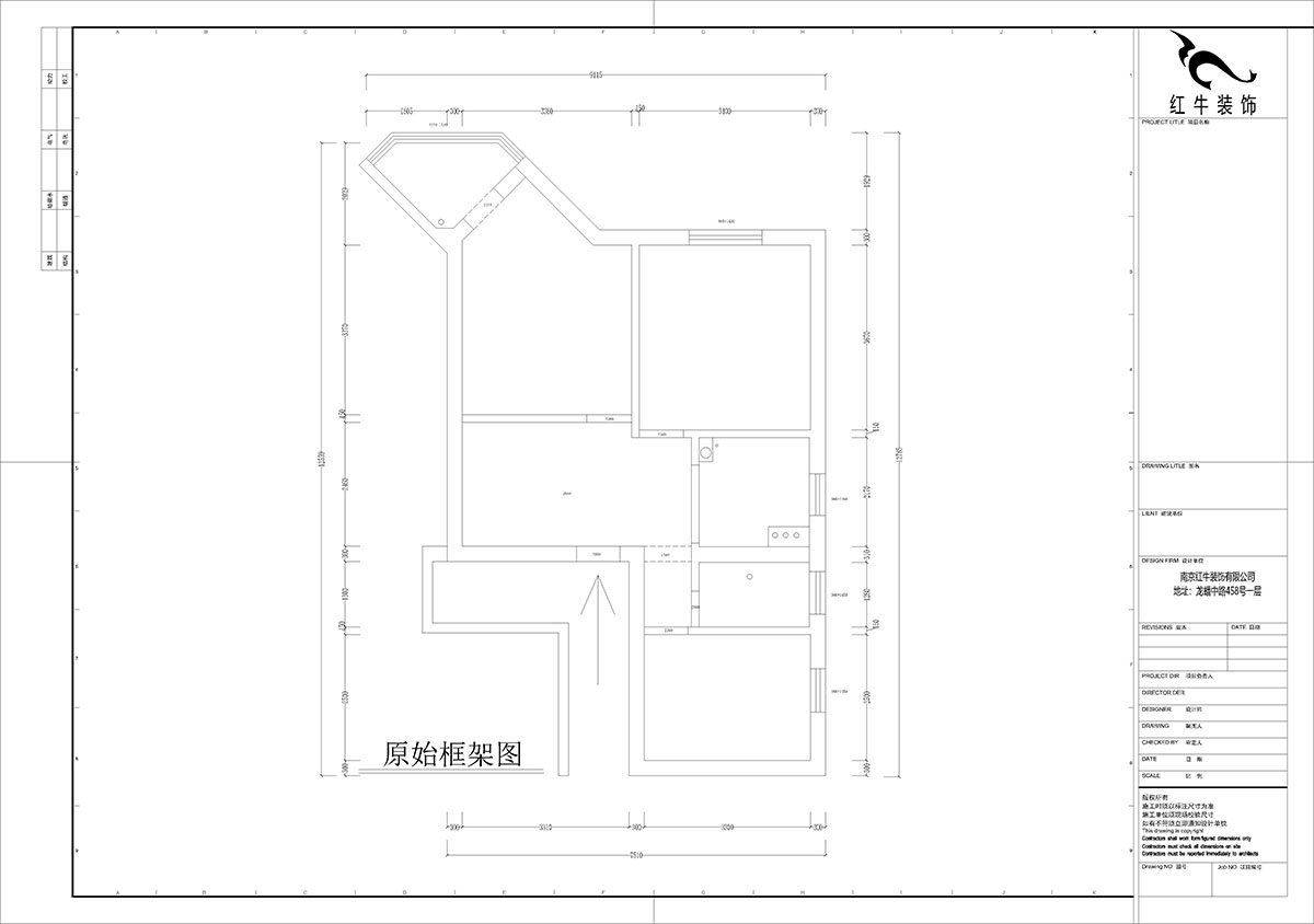 孟憲濤｜北門橋10號1508室-85㎡-現代簡（jiǎn）約風格｜2室2廳1衛｜老房裝修｜定製（zhì）家｜全包12萬｜00_01原始框架圖