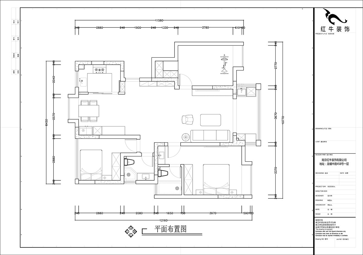 張智猿｜啟迪城博園1-302-114㎡-現代風格｜3室2廳1衛（wèi）｜新房裝（zhuāng）修｜定製家｜全包17萬（wàn）｜00_02平麵布置圖