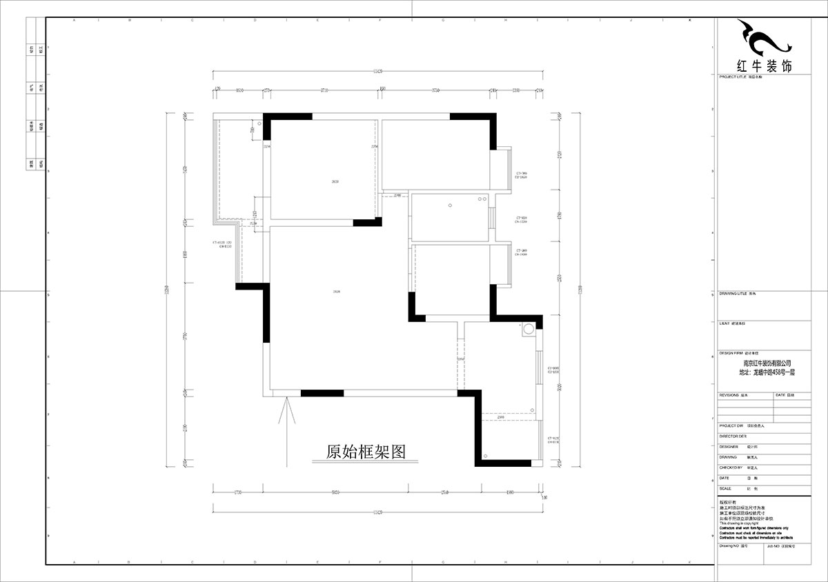 孟（mèng）憲濤｜橋西苑2-1-1104-108㎡-簡約風格｜3室2廳1衛｜老房裝修｜定（dìng）製家｜全包14萬｜00_01原始框架圖