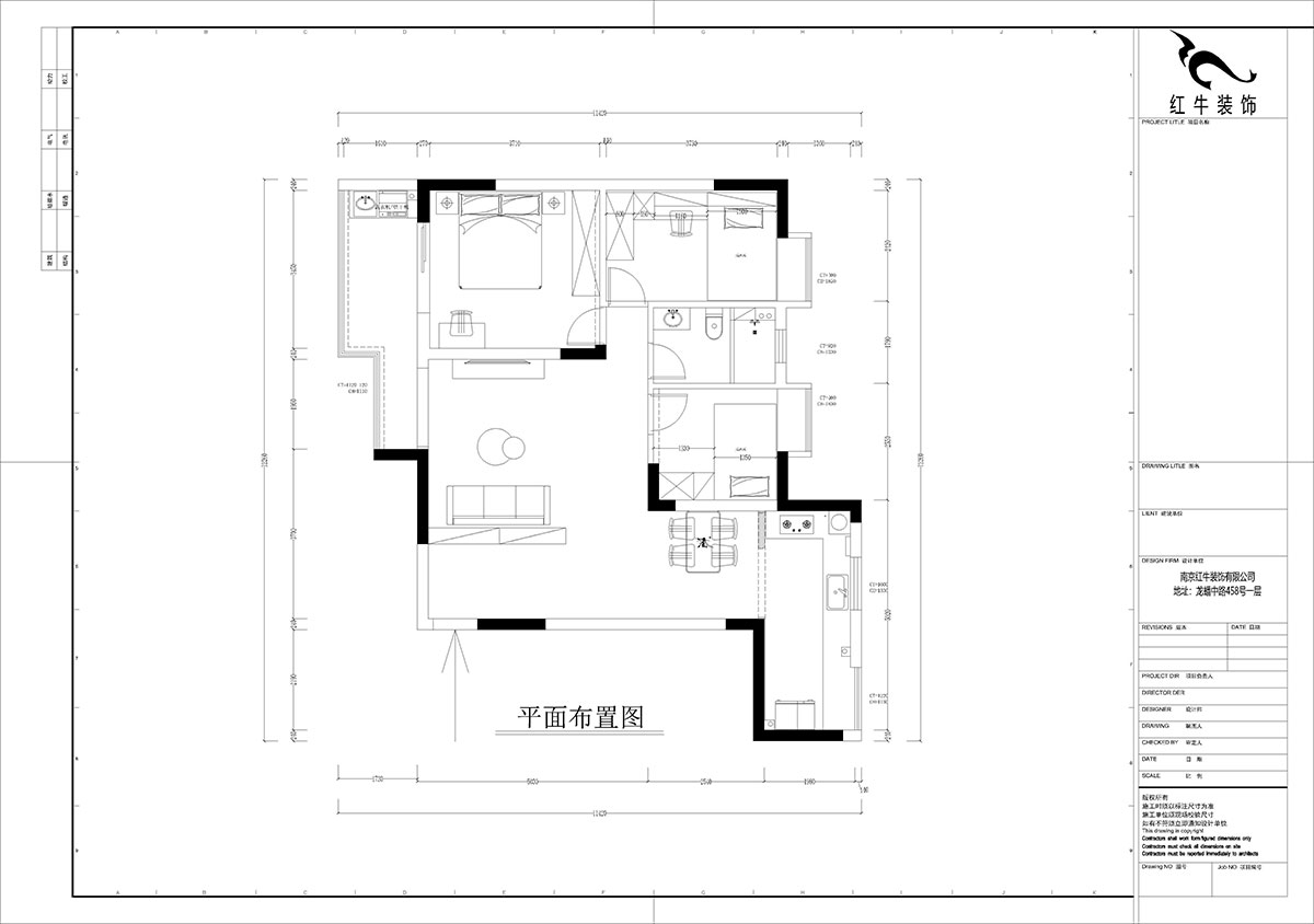 孟憲（xiàn）濤｜橋西苑2-1-1104-108㎡-簡約風格｜3室2廳1衛｜老房裝修｜定製家｜全包14萬｜00_02平（píng）麵布置圖