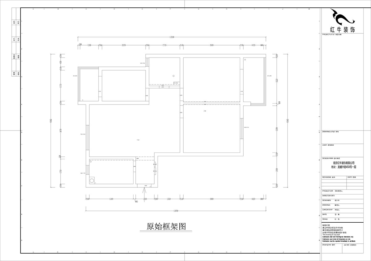 孟憲濤｜月（yuè）桂園4-1005-103㎡-現代簡約風格｜3室2廳1衛｜新房裝修｜定製家｜全包14萬｜00_01原始框架圖