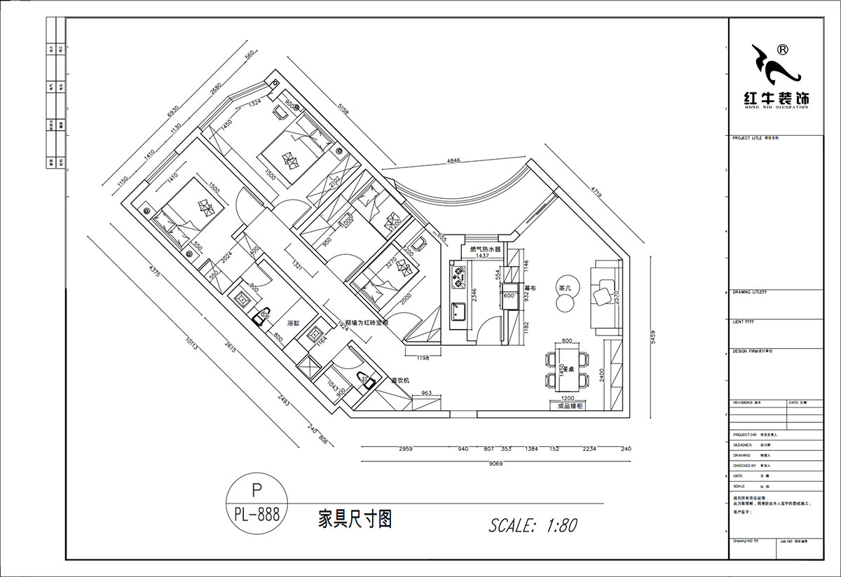 顧（gù）娟｜豐匯大廈2205室-120㎡-複古風｜3室2廳（tīng）2衛｜舊房裝修｜定（dìng）製家｜全包16